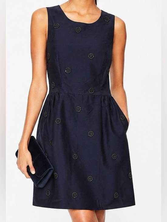 Boden Dresses & Skirts - Boden Navy Embellished Spot Wool Silk Fit & Flare Cocktail Dress